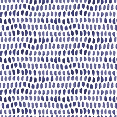 Tapete Small blue watercolor texture vector abstract seamless geometrical pattern on white background for fabric, wallpaper, scrapbooking projects or backgrounds.