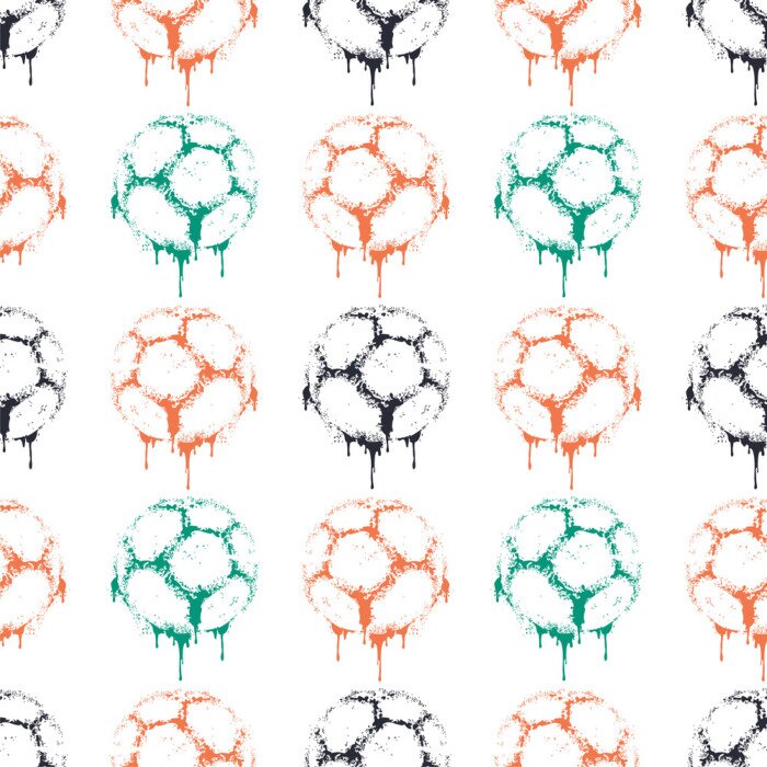Tapete Soccer ball. Vector illustration of seamless pattern.
