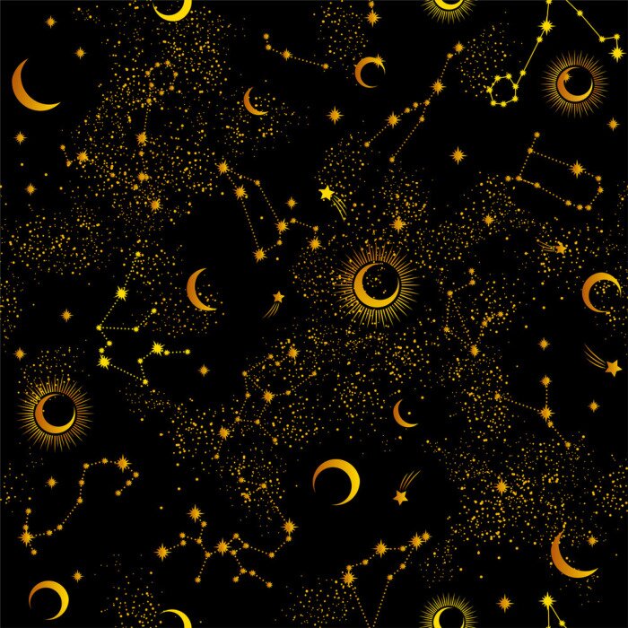 Tapete Space Galaxy constellation seamless pattern print could be used for textile, zodiac star yoga mat, phone case