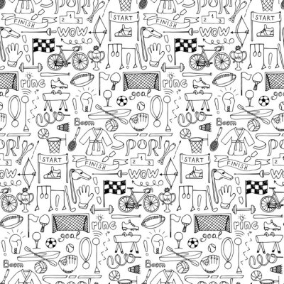 Tapete Sport Hand gezeichnet nahtlose Muster