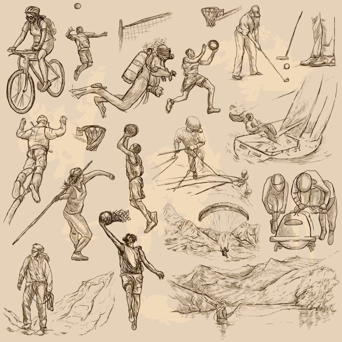 Tapete Sport-Mix - Eine Hand gezeichnet Vektor-Sammlung