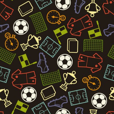 Tapete Sport nahtloses Muster mit Fußballsymbolen