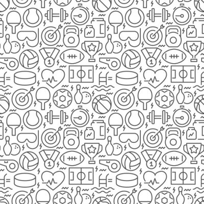 Tapete Sport seamless pattern with thin line icons