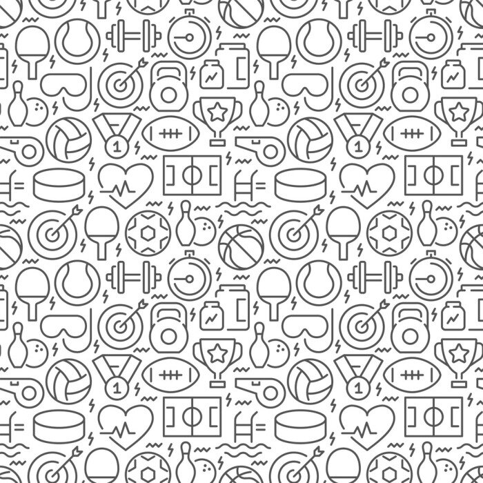 Tapete Sport seamless pattern with thin line icons