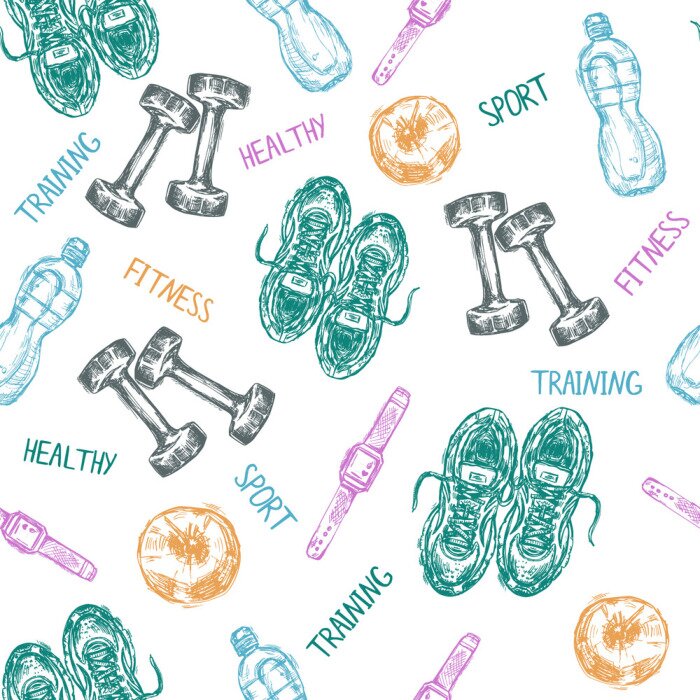 Tapete Sport und Fitness nahtlose Muster