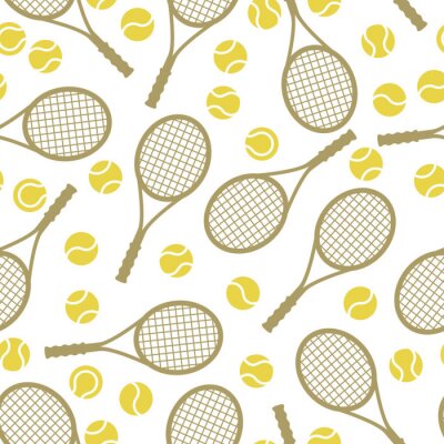 Sports nahtlose Muster mit Tennis-Ikonen im flachen Design-Stil.