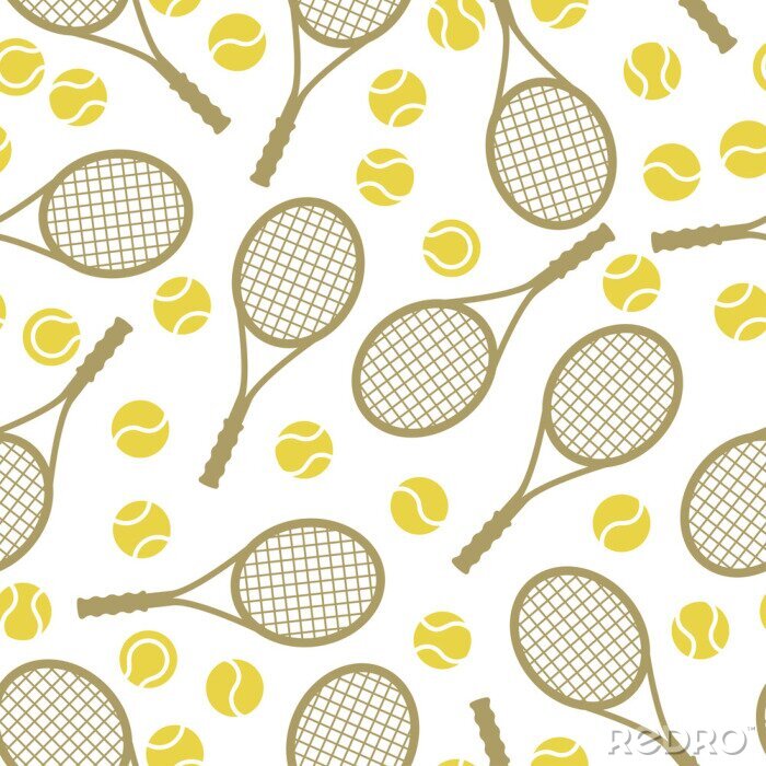 Tapete Sports nahtlose Muster mit Tennis-Ikonen im flachen Design-Stil.