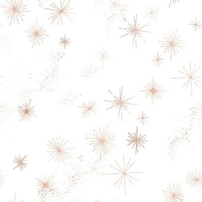 Tapete Starry Night Sky Trendy Seamless Pattern, Vintage Celestial Hand drawn Background Template of Galaxy, Space, Stars