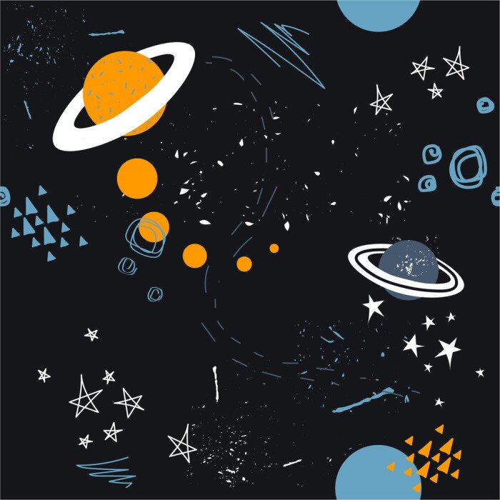 Tapete Stars, planets and constellations, seamless pattern