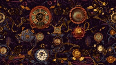 Tapete Steampunk-Uhren