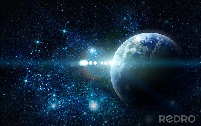 Tapete Sterne und blauer Planet