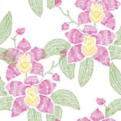 Tapete Stickerei floral nahtlose Muster