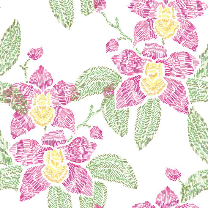 Tapete Stickerei floral nahtlose Muster