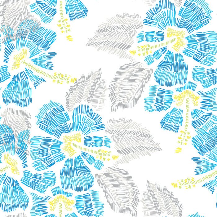 Tapete Stickerei floral nahtlose Muster