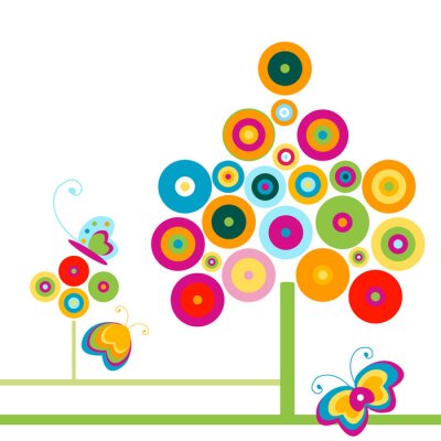 Stilisierte Baum und Schmetterlinge