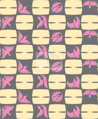 Tapete Stilisierter Vogelcheck