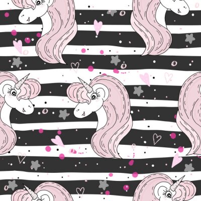 Tapete Streifenmuster von Einhörnern