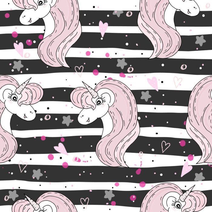 Tapete Streifenmuster von Einhörnern