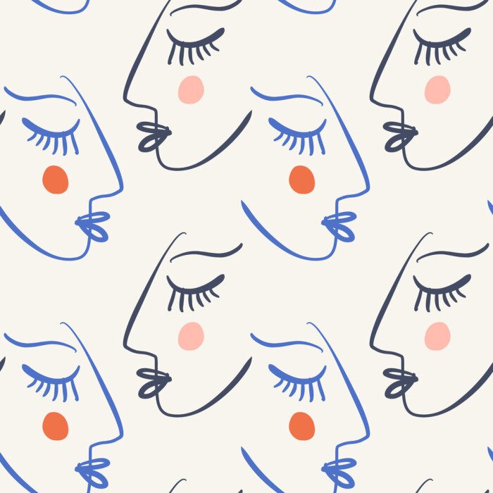 Tapete Strichzeichnungen im skandinavischen Stil