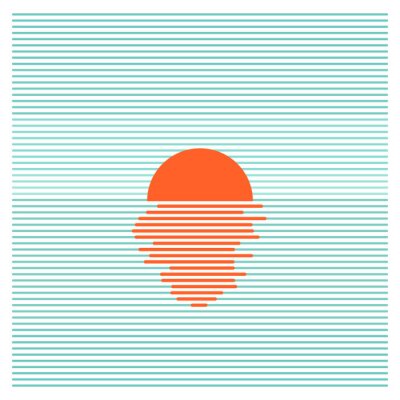 Tapete Sunset in ocean - striped background. Vector line art
