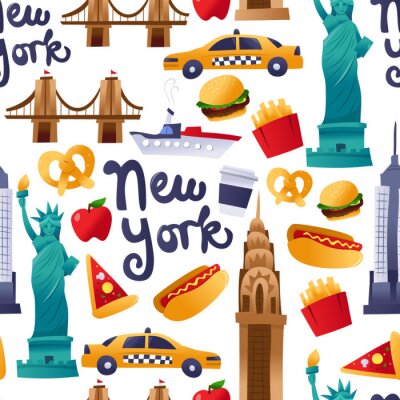 Tapete Super Cute New York Kultur nahtlosen Muster Hintergrund