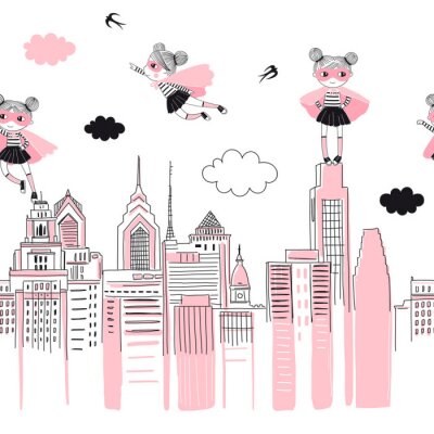 Sticker Superheld in der Stadt