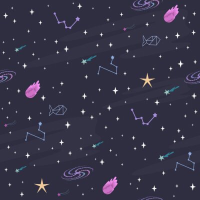 Tapete Sweet space seamless pattern. Editable vector illustration