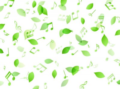 Tapete Tanzende grüne Blätter und Hintergrundmaterial der Noten