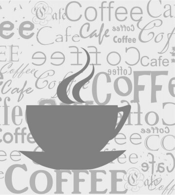 Tasse Kaffee und Aufschriften