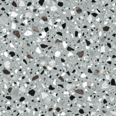 Terrazzo flooring vector seamless pattern in gray and brown colo