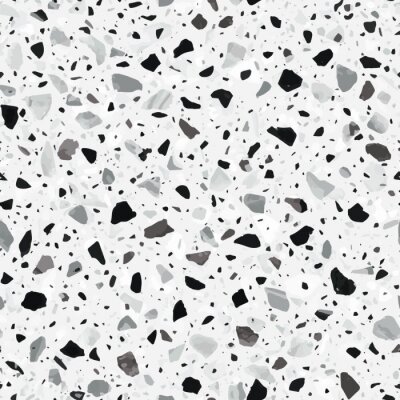 Tapeten Terrazzo flooring vector seamless pattern in light grey colors with accents. Classic italian type of floor in Venetian style composed of natural stone, granite, quartz, marble, glass and concrete