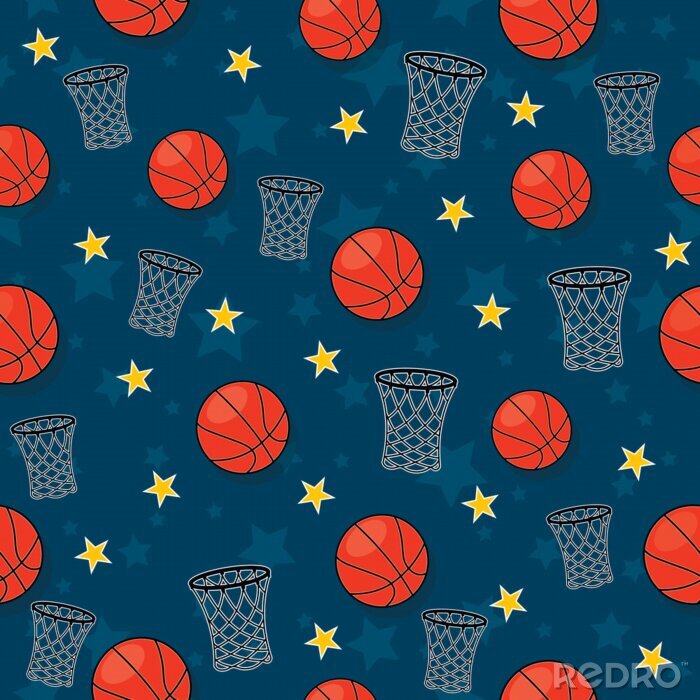 Tapete The seamless pattern on the basketball theme.