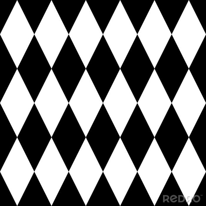 Tapete Tile black and white background or vector pattern for seamless decoration wallpaper