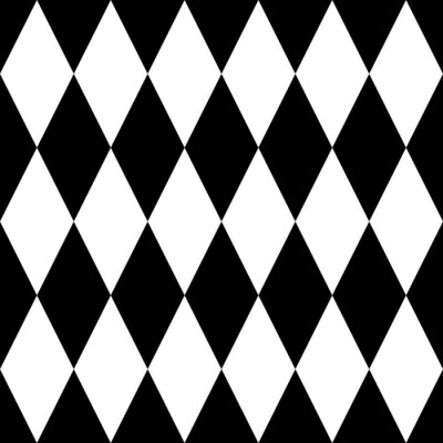 Tapete Tile black and white background or vector pattern for seamless decoration wallpaper