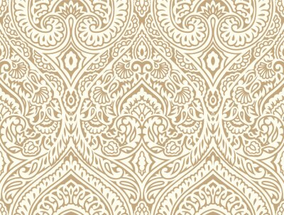 Tapete Traditionelles Blumenornament in einem Farbton von Goldimitat