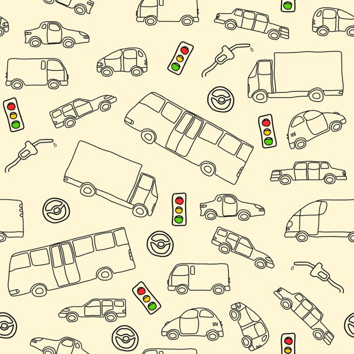 Tapete Transport doodle - Vektor-Illustration