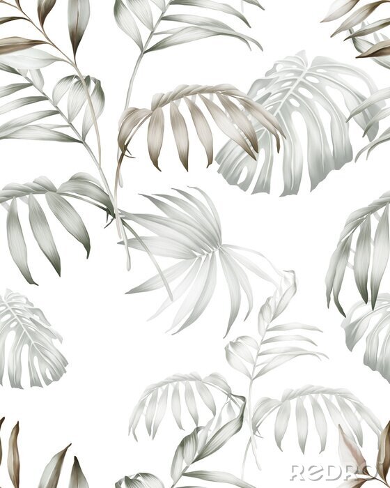 Tapete Tropical leaves seamless pattern. Exotic jungle wallpaper.