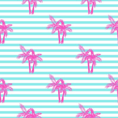 Tapete Tropik auf blauen Streifen