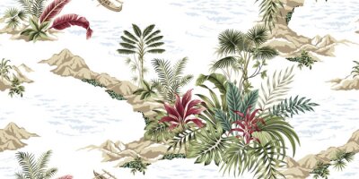 Tapeten Tropische Insel mit exotischer Vegetation