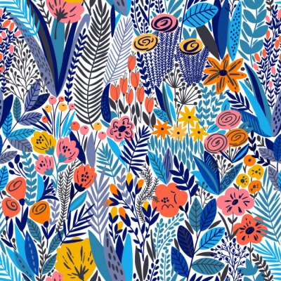 Tapete Tropische nahtlose Blumenmuster