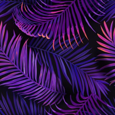 Tropische Palmenblätter in Neonfarben