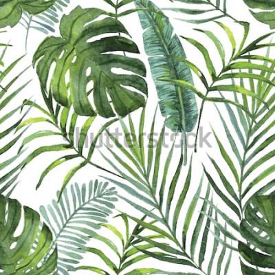 Tapete tropische Pflanzen Blätter und Blumen nahtlose Muster. Design Konzept