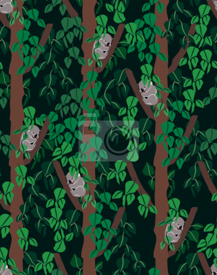 Tapete Tropischer Wald mit Koalabären