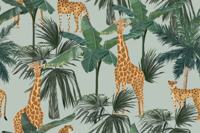 Tropisches Muster mit Giraffen