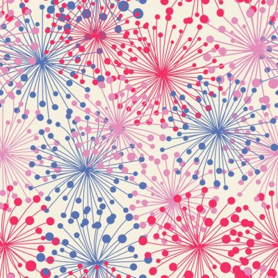 Tapete Türkis- und rosafarbene Pusteblumen bunte Grafik