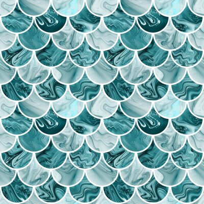 Tapete Türkisfarbener Marmor mit weißen Kanten