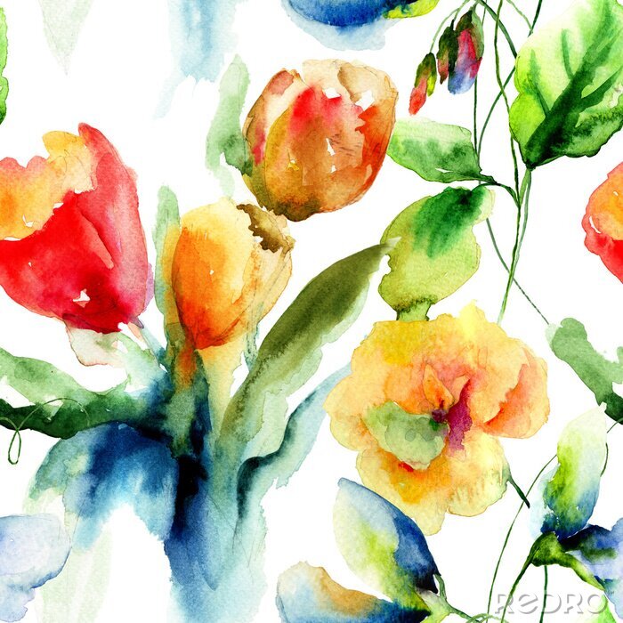 Tapete Tulpen in Aquarell