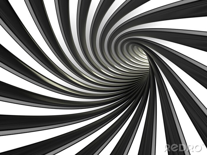 Tapete Tunnel schwarz-weiß hypnotisierend
