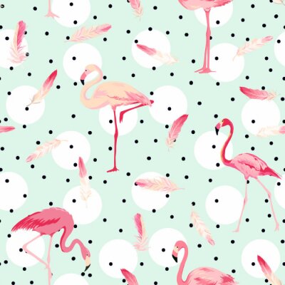 Tapete Tupfen-Flamingo-Vögel