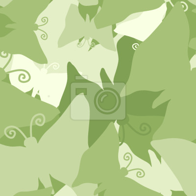 Tapete Übereinander geschichtete grüne Schmetterlinge